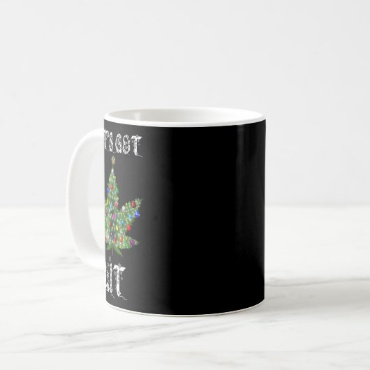Weihnachtsbaum Weed Leaf Pot Thc Geschenk T-Shirt Kaffeetasse (Vorderseite Links)
