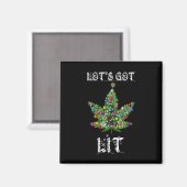 Weihnachtsbaum Weed Leaf Pot Thc Geschenk T-Shirt Magnet (Vorderseite/Rückseite)