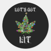 Weihnachtsbaum Weed Leaf Pot Thc Geschenk T-Shirt Runder Aufkleber (Vorderseite)
