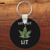 Weihnachtsbaum Weed Leaf Pot Thc Geschenk T-Shirt Schlüsselanhänger (Vorderseite)