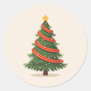 Weihnachtsbaum, Weihnachten, Minimalist Runder Aufkleber