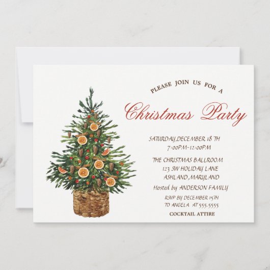 Weihnachtsbaum, Weihnachts-Party Einladung (Vorderseite)