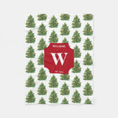 Weihnachtsbaum Weihnachtsfeiertag Mit Monogramm Fleecedecke (Vorderseite)