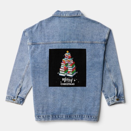 Weihnachtsbaum Weihnachtsgeschenk für Bücher Liebh Jeansjacke (Rückseite)