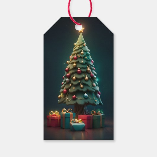 Weihnachtsbaum Weihnachtsgeschenk Tag Geschenkanhänger (Vorderseite)