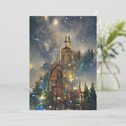 Weihnachtsbaum, Weihnachtskirche Dankeskarte (Stehend Vorderseite)