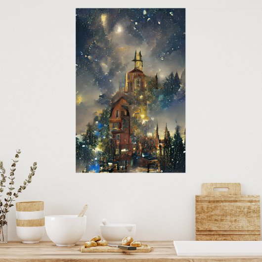 Weihnachtsbaum, Weihnachtskirche Poster (Küche)