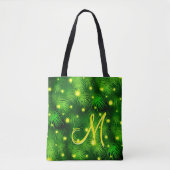 Weihnachtsbaum Weihnachtsleuchten Grüne Monogramm Tasche (Vorderseite)