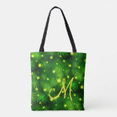 Weihnachtsbaum Weihnachtsleuchten Grüne Monogramm Tasche (Rückseite)