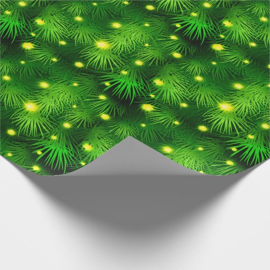 Weihnachtsbaum Weihnachtslicht Grün Geschenkpapier (Ecke)