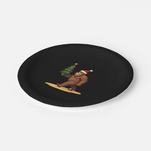 Weihnachtsbaum-Weihnachtsmannmütze (1) Pappteller (Schrägansicht)