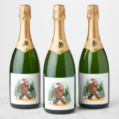 Weihnachtsbaum-Weihnachtsmannmütze (1) Schaumweinetikett (Flaschen)