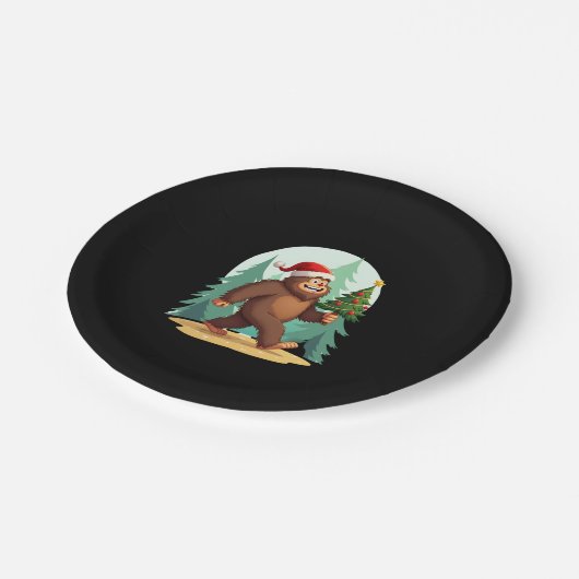 Weihnachtsbaum-Weihnachtsmannmütze (2) Pappteller (Schrägansicht)