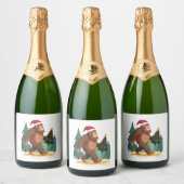 Weihnachtsbaum-Weihnachtsmannmütze (2) Schaumweinetikett (Flaschen)