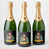 Weihnachtsbaum-Weihnachtsmannmütze (2) Schaumweinetikett (Flaschen)