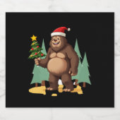 Weihnachtsbaum-Weihnachtsmannmütze (3) Schaumweinetikett (Einzelnes Label)