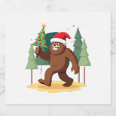 Weihnachtsbaum-Weihnachtsmannmütze (4) Schaumweinetikett (Einzelnes Label)