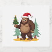 Weihnachtsbaum-Weihnachtsmannmütze (4) Schaumweinetikett (Einzelnes Label)