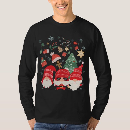 Weihnachtsbaum Weihnachtsmannmütze Funny Gnomes We T-Shirt (Vorderseite)