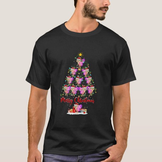 Weihnachtsbaum-Weihnachtsmannmütze im Schmetterlin T-Shirt (Vorderseite)