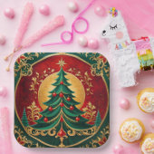 Weihnachtsbaum Weihnachtspapier Platte Pappteller (Party)