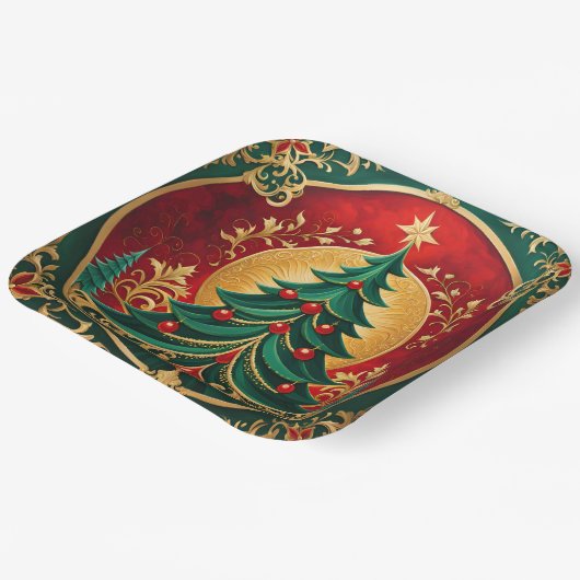 Weihnachtsbaum Weihnachtspapier Platte Pappteller (Gewinkelt)