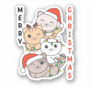 Weihnachtsbaum Weihnachtstiere Katzen Aufkleber
