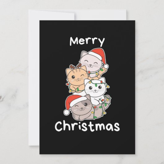 Weihnachtsbaum Weihnachtstiere Katzen Feiertagskarte (Vorderseite)