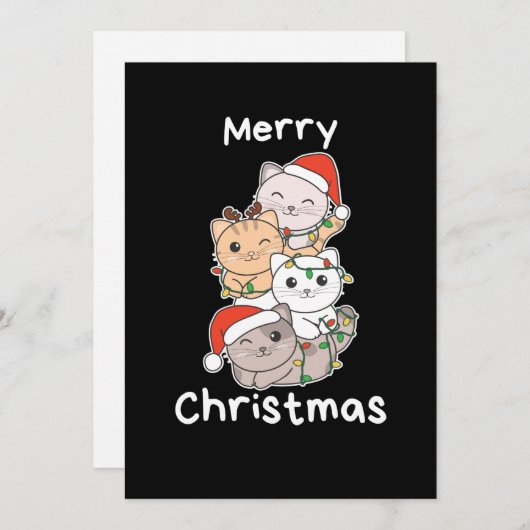 Weihnachtsbaum Weihnachtstiere Katzen Feiertagskarte (Vorne/Hinten)