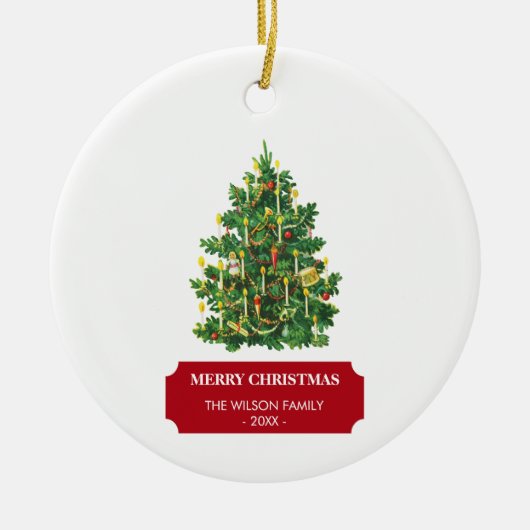 Weihnachtsbaum Weihnachtszeit Familienname Jahr Keramik Ornament (Vorne)