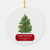 Weihnachtsbaum Weihnachtszeit Familienname Jahr Keramik Ornament (Hinten)