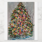 Weihnachtsbaum Weinetikett (Einzelnes Label)