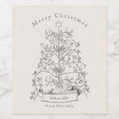 Weihnachtsbaum Weinetikett (Einzelnes Label)