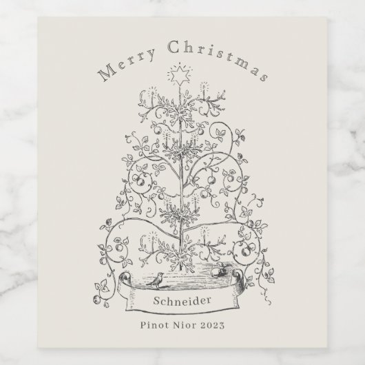 Weihnachtsbaum Weinetikett (Einzelnes Label)