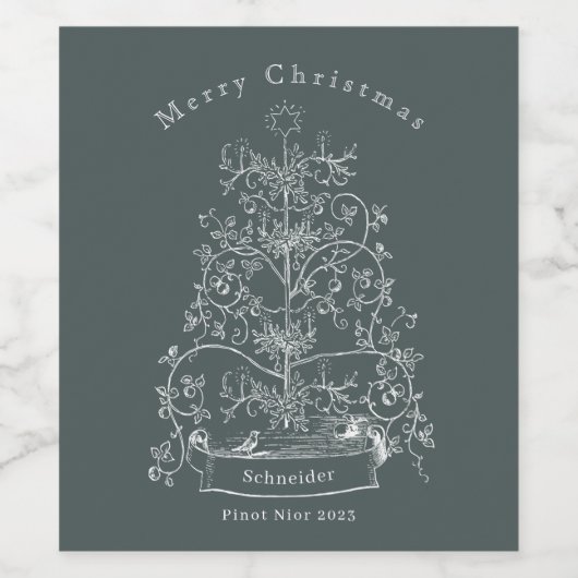 Weihnachtsbaum Weinetikett (Einzelnes Label)