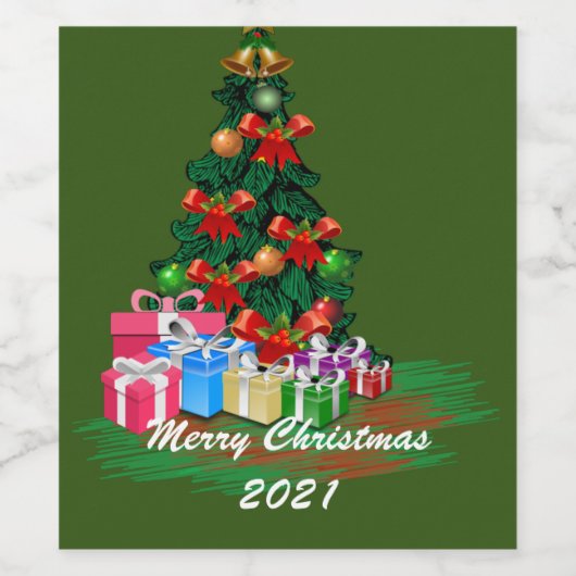 Weihnachtsbaum Weinetikett Set (Einzelnes Label)