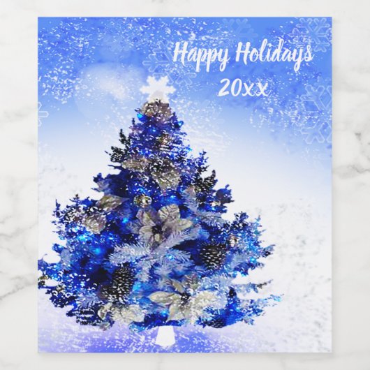 Weihnachtsbaum Weinflaschen Weinetikett (Einzelnes Label)