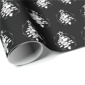 Weihnachtsbaum Weiße Silhouette Moderne Schwarz Geschenkpapier (Rolleneckpunkt)