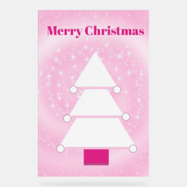 Weihnachtsbaum Weißrosa Schneeflocken Acrylschild