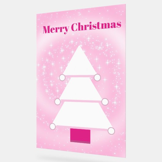 Weihnachtsbaum Weißrosa Schneeflocken Acrylschild (Winkel)