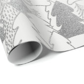 Weihnachtsbaum Weißschnee Silbergrauer Glitzer Hol Geschenkpapier (Rolleneckpunkt)