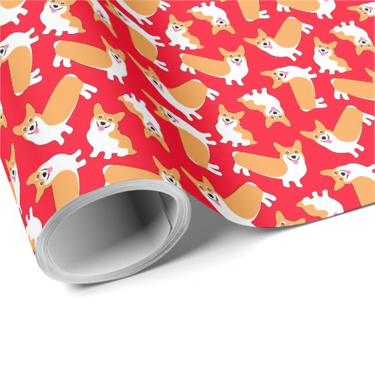 Weihnachtsbaum Welsh Corgi Welpen Muster Geschenkpapier (Rolleneckpunkt)