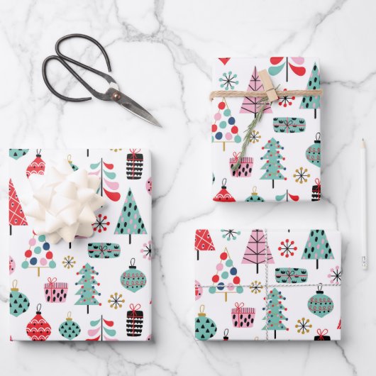 Weihnachtsbaum | Whimsisches Urlaubsmuster Geschenkpapier Set (Vorderseite)
