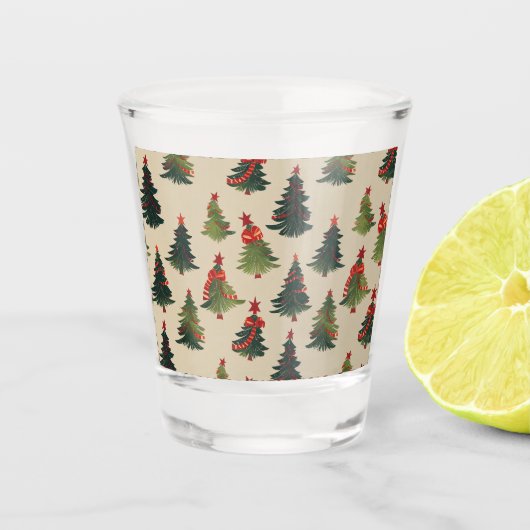Weihnachtsbaum Wiederholung Muster Schnapsglas (Vorderseite)