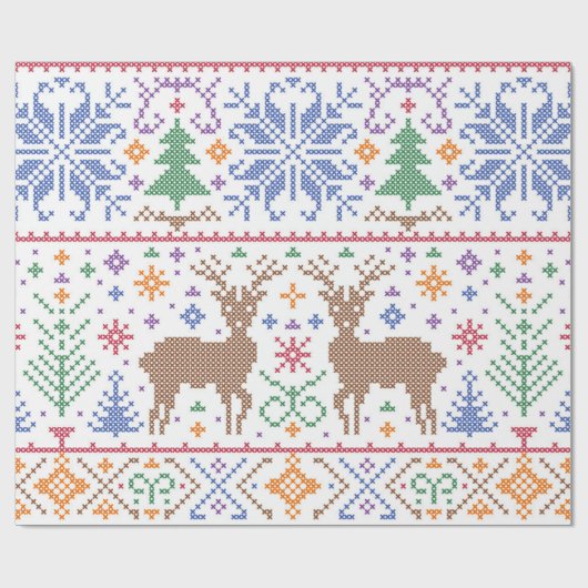 Weihnachtsbaum Winter Abstrakt Geschenkpapier (Flach)