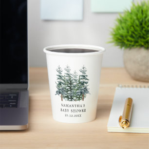 Weihnachtsbaum Winter Baby Dusche Aquarell Pappbecher