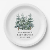 Weihnachtsbaum Winter Baby Dusche Aquarell Pappteller (Vorderseite)