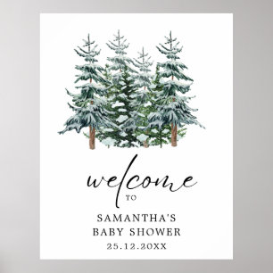 Weihnachtsbaum Winter Baby Dusche Aquarell Poster