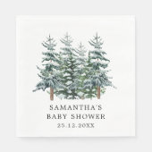 Weihnachtsbaum Winter Baby Dusche Aquarell Serviette (Vorderseite)