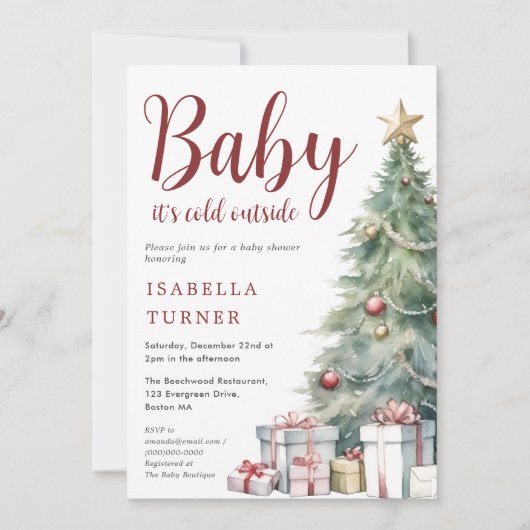 Weihnachtsbaum | Winter Baby Dusche Einladung (Vorderseite)